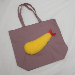 【New】ふわふわエビフライLトートバッグ〔ピンクベージュ〕 1枚目の画像