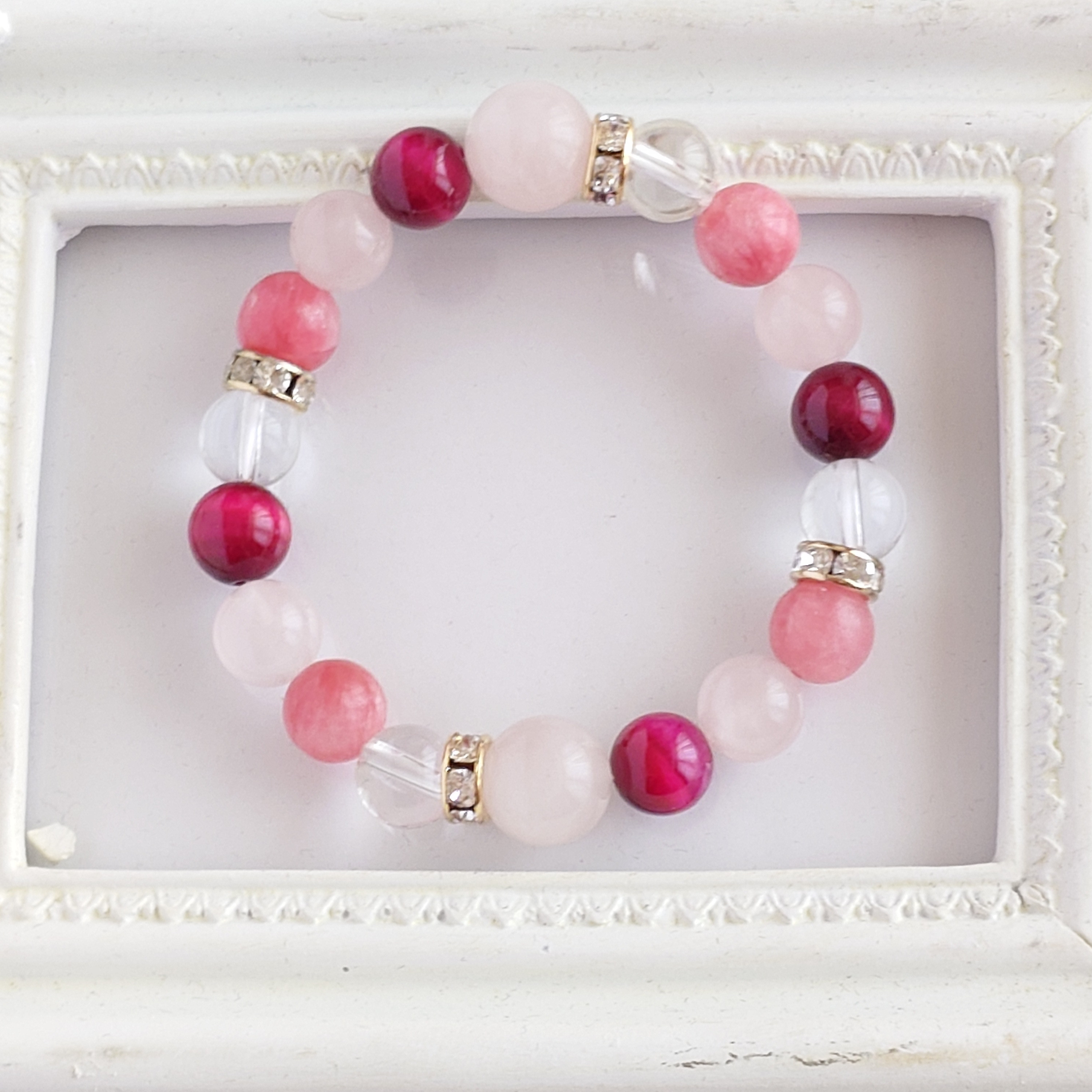 インカローズ×ローズクォーツ×ピンクタイガーアイ☆魅力が花開く愛のブレスレット