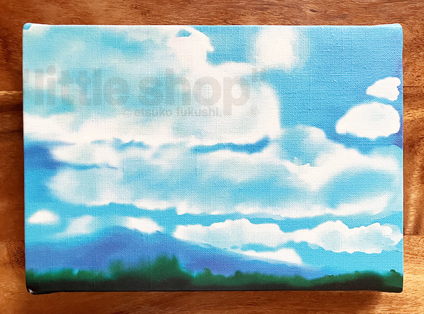 風景イラスト　プリントキャンバス複製画「リスが見た空」SM号