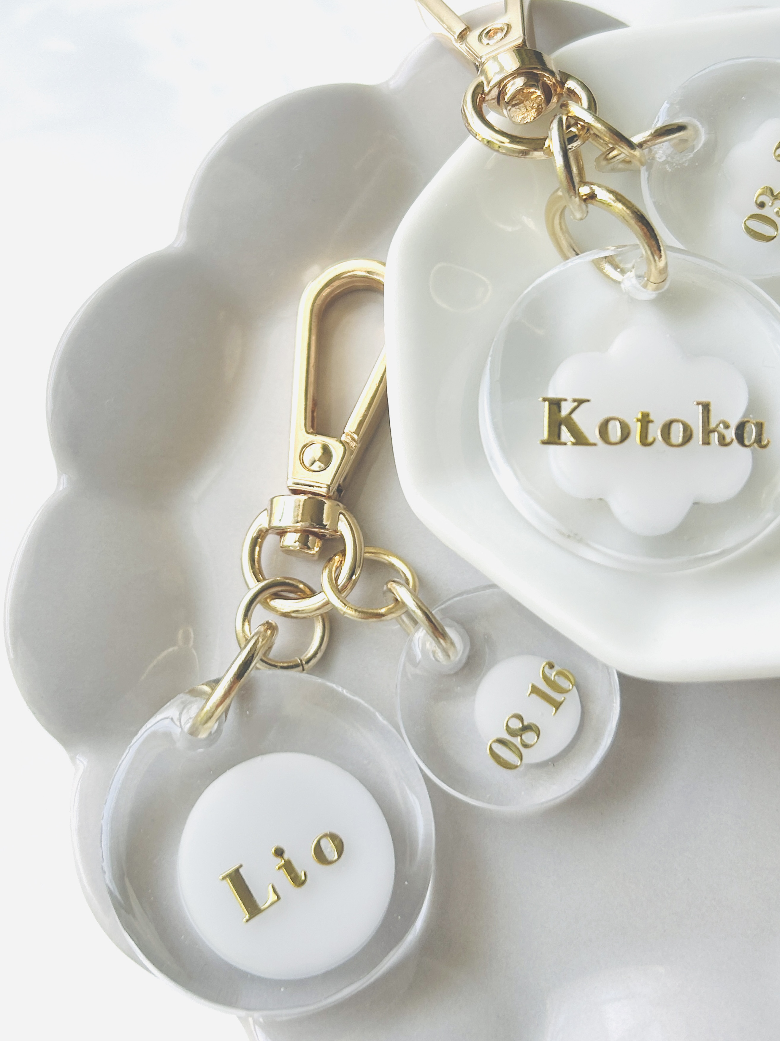 【母乳アクセサリー】母乳パール×誕生石クリスタル キーホルダー「With-Circle」／母乳ジュエリー・出産祝いに