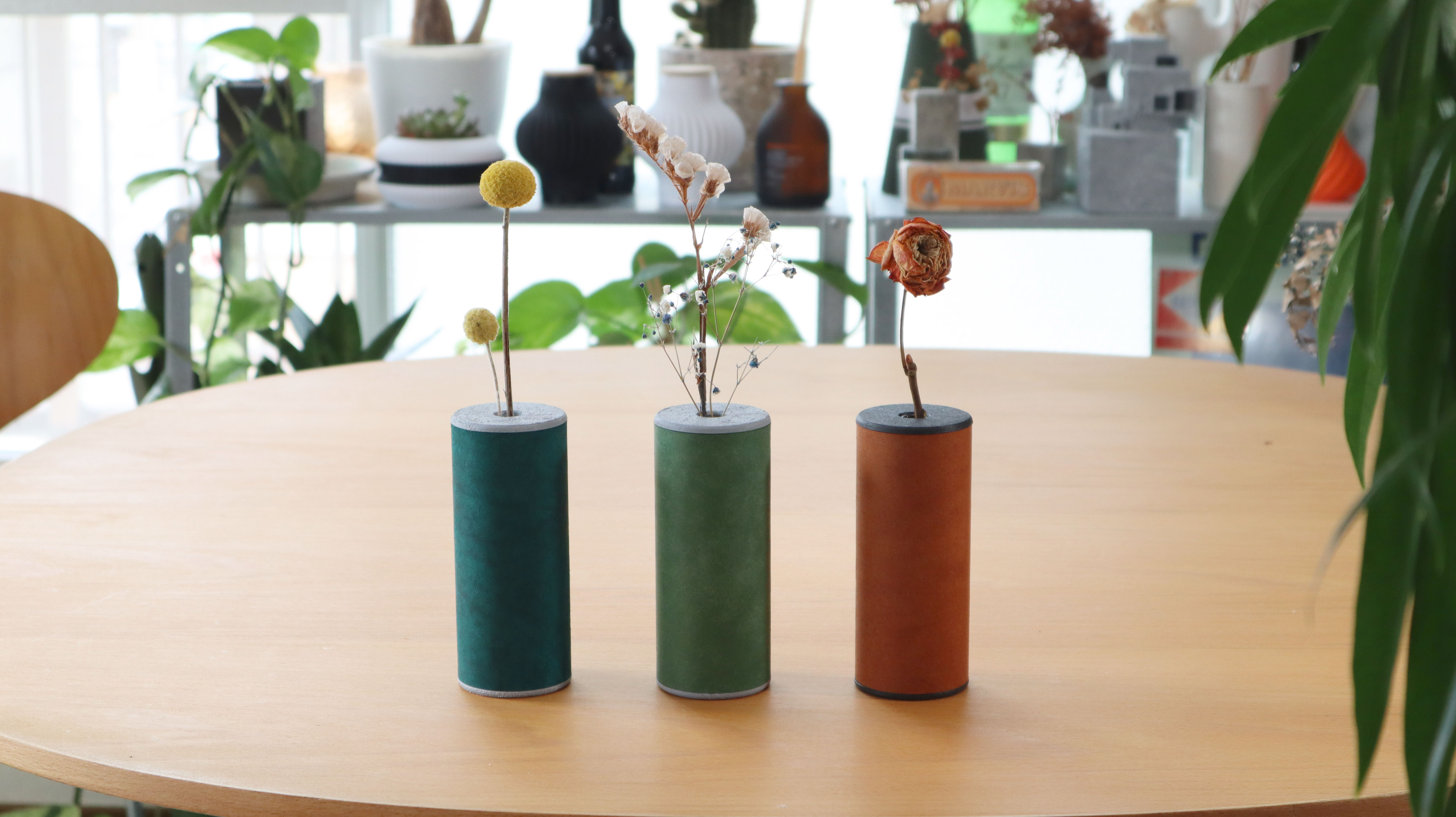 【イタリア産本革】レザーフラワーベース