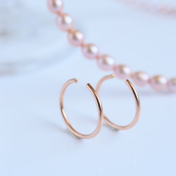 【pink】1.2センチ　ピンクゴールドフィルド　フープイヤリング　 1枚目の画像