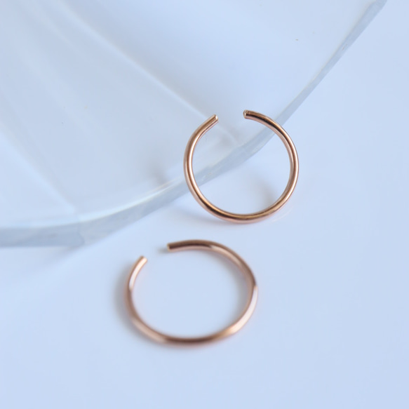 【pink】1.2センチ　ピンクゴールドフィルド　フープイヤリング　 3枚目の画像