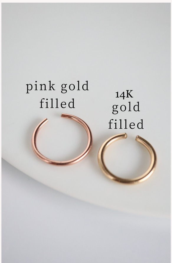 【pink】1.2センチ　ピンクゴールドフィルド　フープイヤリング　 5枚目の画像