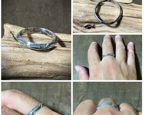 トライアングルワイヤー スタンプワーク シルバーリング 指輪 21号