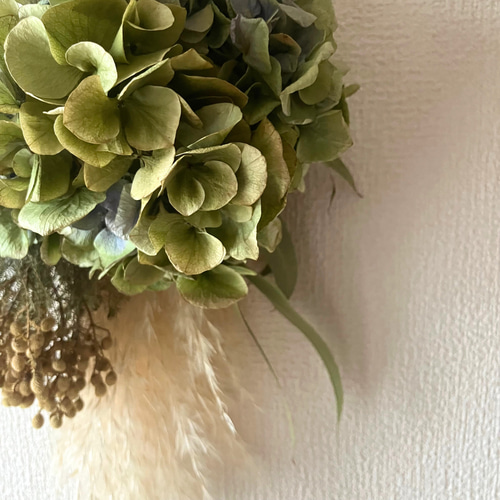 秋色あじさいのスワッグ ドライフラワー スワッグ あじさい バーゼリア