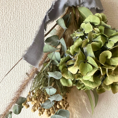 秋色あじさいのスワッグ ドライフラワー スワッグ あじさい バーゼリア