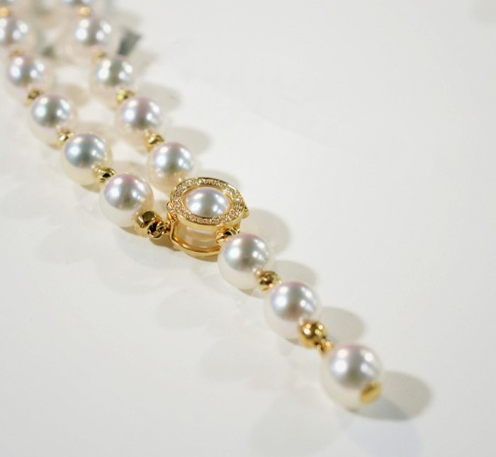 【Lumina】6-7mm 日本製アコヤ天然海水真珠ネックレス 18Kゴールド Y字型多機能セーターチェーン 万能で絶妙なデザイ