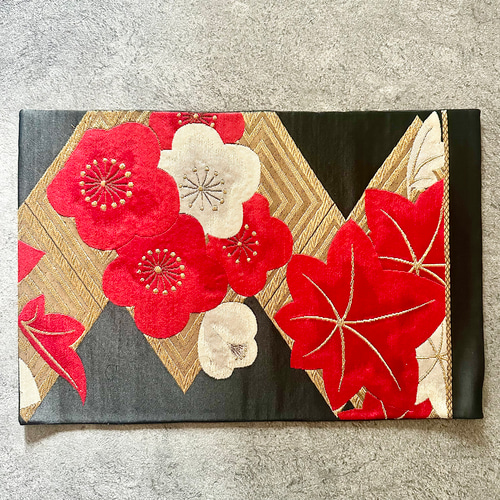 ✴テーブルマット　ランチョンマット　正絹帯　ピンク　菊　小　ハンドメイド ✴テーブルマット ランチョンマット 正絹帯 ピンク 菊 小 ハンドメイド