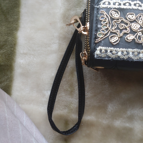 長財布♥ハンドメイド インドビーズ刺繍 キラキラ雫パーツ☆彡フェアお