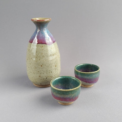 釉薬の流れが美しい徳利ぐい呑みセット 【手仕事 民藝 和 陶器