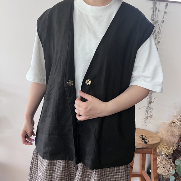 リネン100% ベスト 4枚目の画像