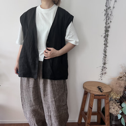 リネン100% ベスト 1枚目の画像