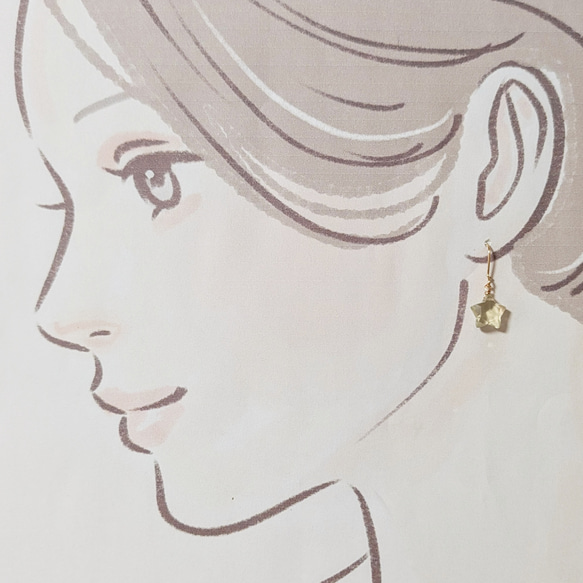 009＊14KGF＊スターカット＊レモンクォーツAAAのピアス 3枚目の画像