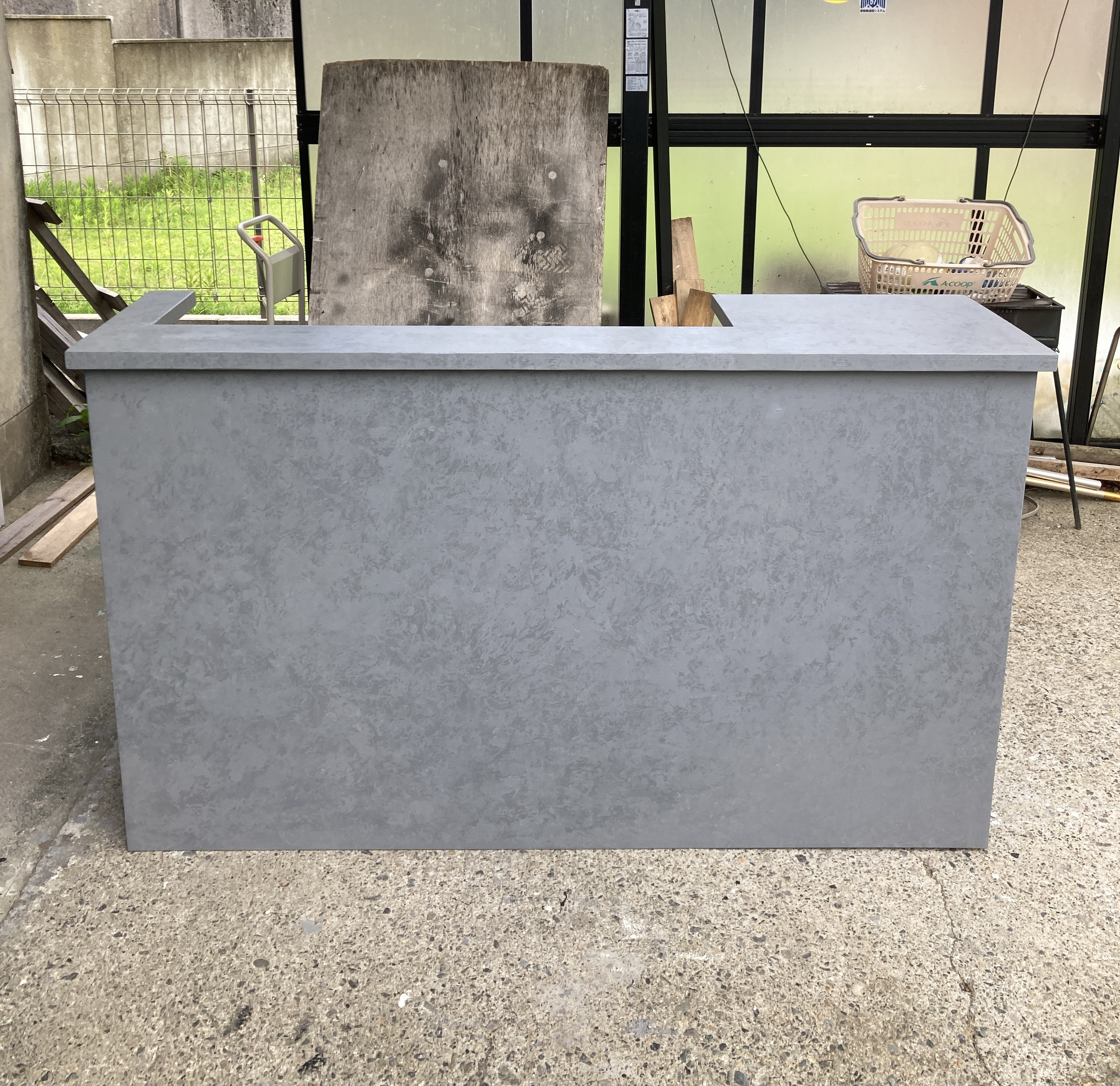 【受注製作】★グレーストーン柄☆石目★モルタル★受付カウンターテー　レジカウンタ【1500】★店舗☆ネイル　美容室