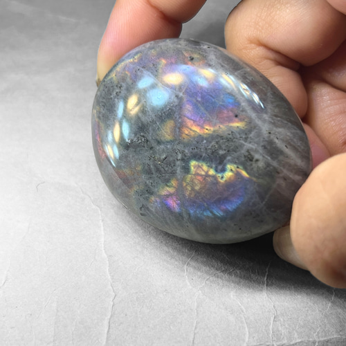 【高品質】ラブラドライト フリーフォーム 自立OK レインボーシラー◎ labradorite palm：rainbow syrah / ラブラドライトパーム：レインボー