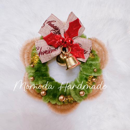 モールフラワー クリスマスリース マグネット 白色 茶色 赤色 その他