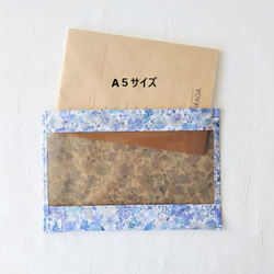 ポケットポーチ　A5（横）　ピンパネル　ウィリアムモリス　ラミネート 7枚目の画像