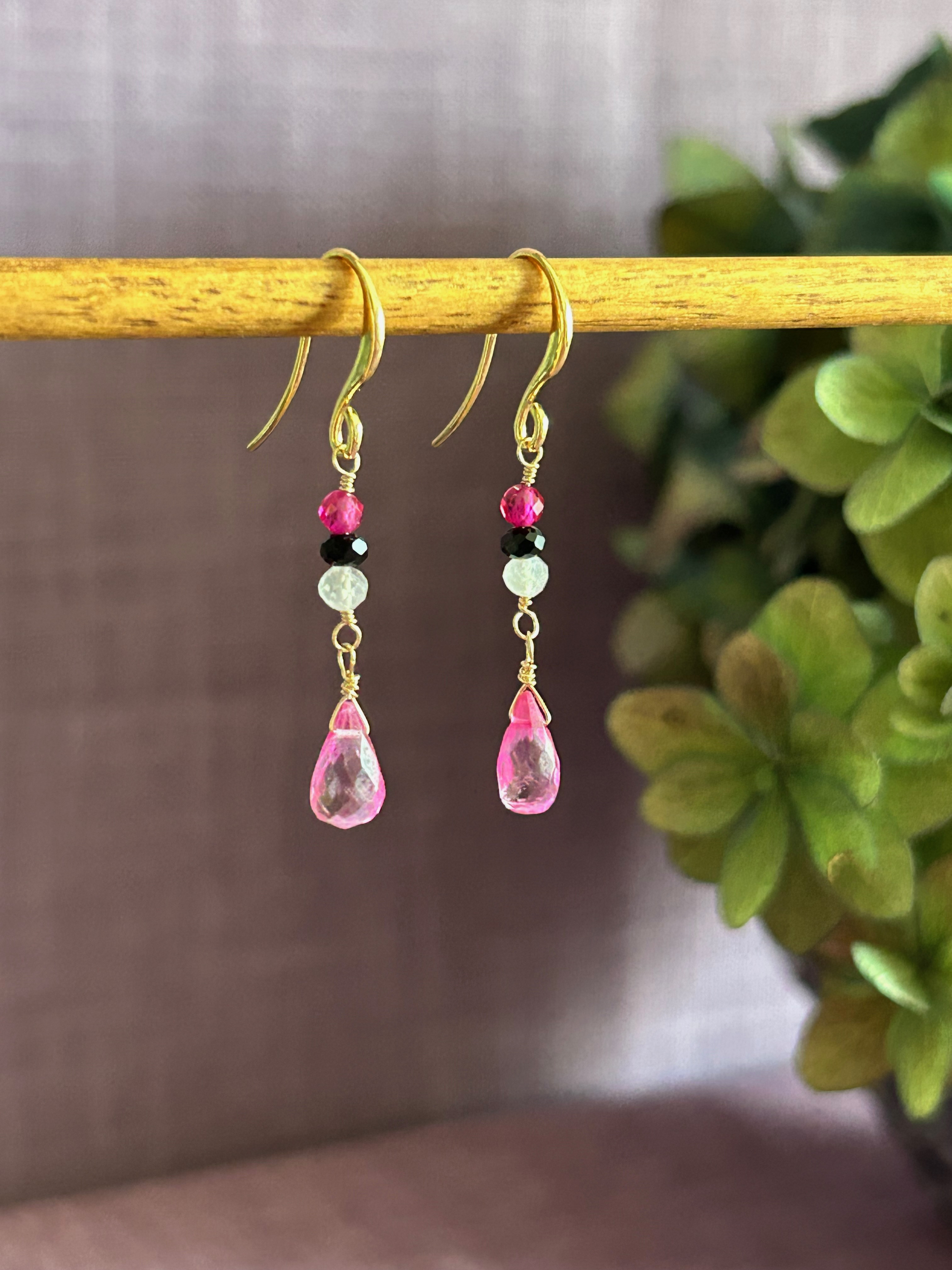 天然石のピアス・ピンクトパーズ・K14GF（ゴールドフィルド）