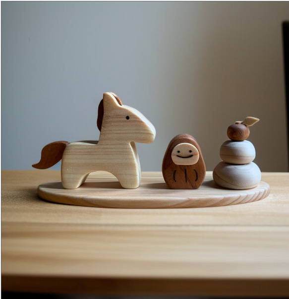 木製 干支・午（うま）｜選べるオブジェ・木製鏡餅・だるま・正月飾り 2枚目の画像