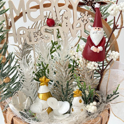 森のサンタ・バスケット＆コーン SET （アーティシャルフラワー／造花／ドライフラワー） クリスマス雑貨 ～光触媒加工～ 9枚目の画像