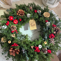 22センチ⟡.·プリザーブドフラワーベリーベリークリスマスリース