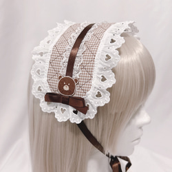 ハンドメイド ハート ベレー帽 タータンチェック ブラック 白レース　ロリィタ ハート ベレー帽 タータンチェック ピンク 黒 ロリィタ 地雷 量産