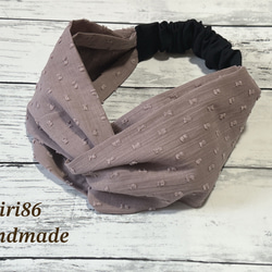 カラー変更可 グレンチェック×ブラック クロスターバン ヘアバンド