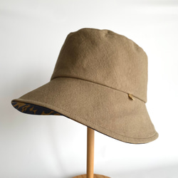 《秋限定2025》ノルディックフラワー柄バケットハット＊レディース帽子＊SS/S/M/L/LLサイズ受注制作＊秋冬 4枚目の画像