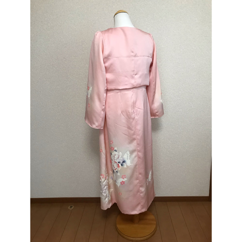 137☆訪問着☆着物リメイク☆ワンピース＆ボレロ☆M☆一点物