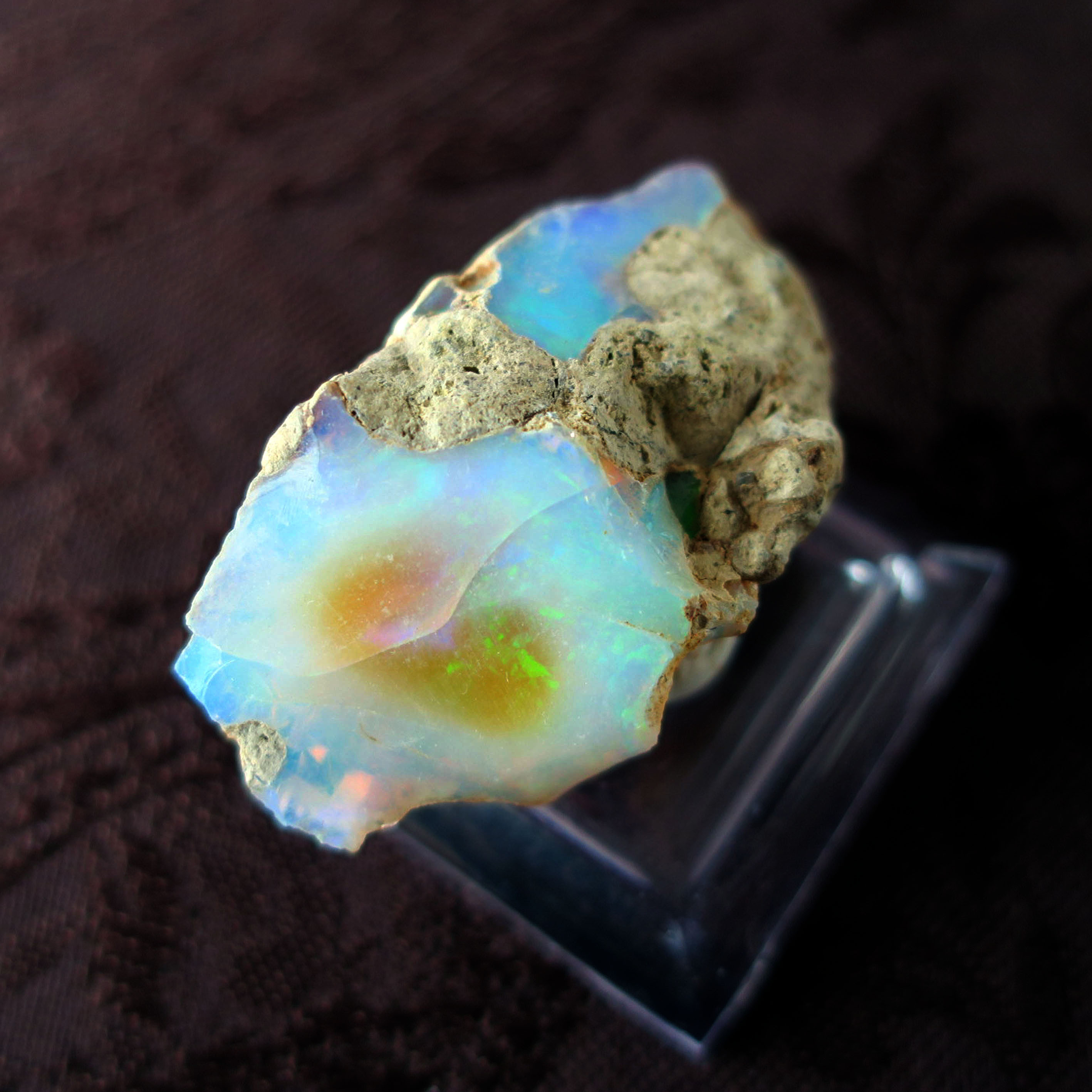 エチオピアンオパール エッグオパール 6.71g 虹色 置物 ユニーク｜原石・鉱物｜10月誕生石 秋の誕生石2025