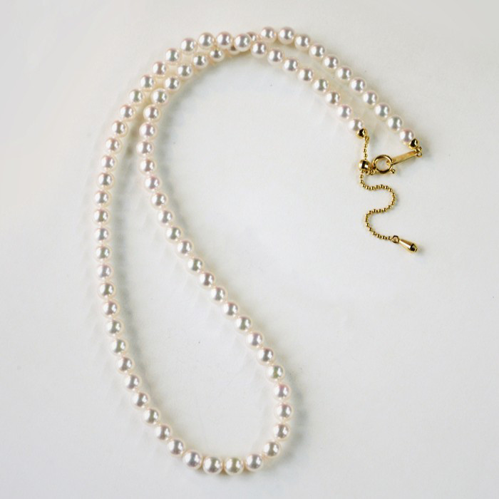 ルミナ 3-6mm 日本製ベビーアコヤ天然海水ピンク真珠ネックレス 18Kゴールド 絶妙なフルパールデザイン 普段使いにもギフト