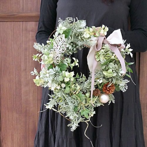 ずっと飾れる♡四季を愉しむクリスマスリース33cm＊季節の飾り付き｜秋