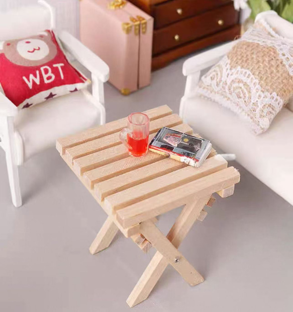 ドールハウス 木製 折りたたみテーブル 家具 ミニチュア 6枚目の画像