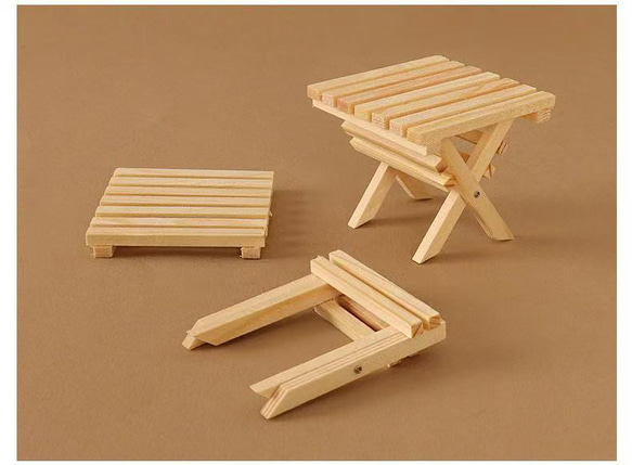 ドールハウス 木製 折りたたみテーブル 家具 ミニチュア 5枚目の画像