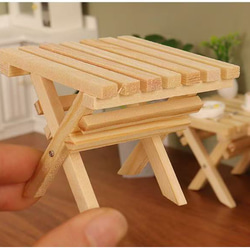 ドールハウス 木製 折りたたみテーブル 家具 ミニチュア 4枚目の画像