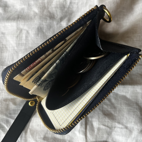 ミニL字ファスナーウォレット｜手縫いレザー財布（カード・小銭