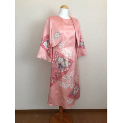 89 ☆訪問着☆着物リメイク☆ノースリーブワンピース☆M☆一点物