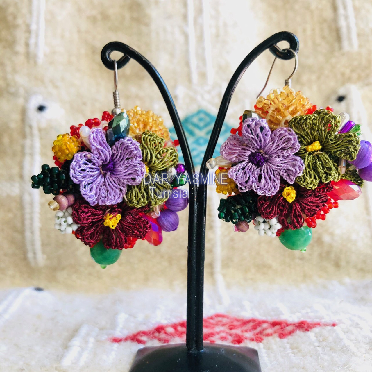 トルコ伝統工芸　oya刺繍　ハニエルからの贈り物「優雅さ」「優美」　ピアス　1142＊