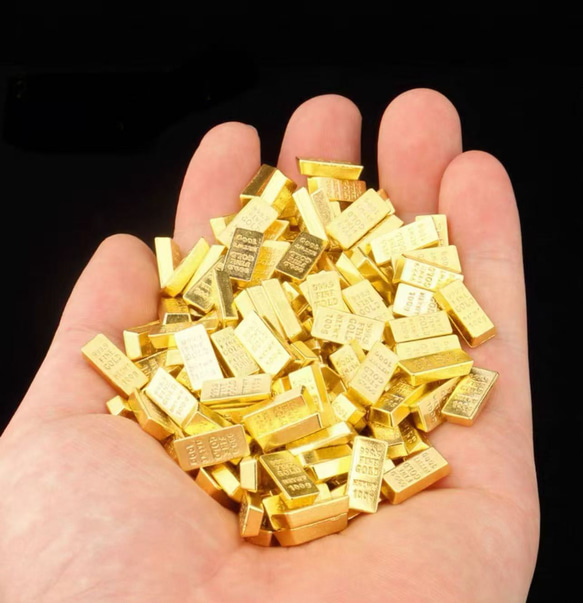 ミニチュア ドールハウス トレーディングフィギュア 小さな 金の延べ棒 金塊 インゴットレプリカ  5点セット 4枚目の画像