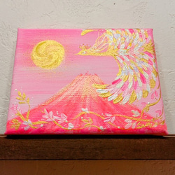 風水吉祥絵画 日本画 紅白梅と富士山〜夫婦鶴〜 油彩 風水画