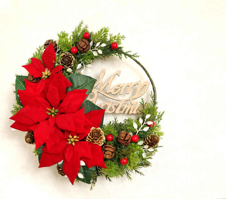 ＊赤いポインセチアのクリスマスムーンリース＊クリスマス＊冬の誕生花＊