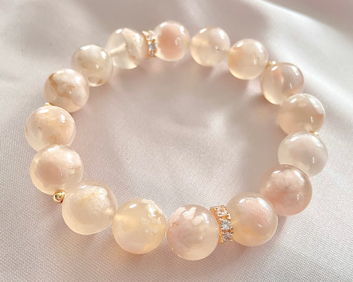 水中桜瑪瑙》チェリーブロッサムアゲート 桜瑪瑙 天然石 ブレスレット