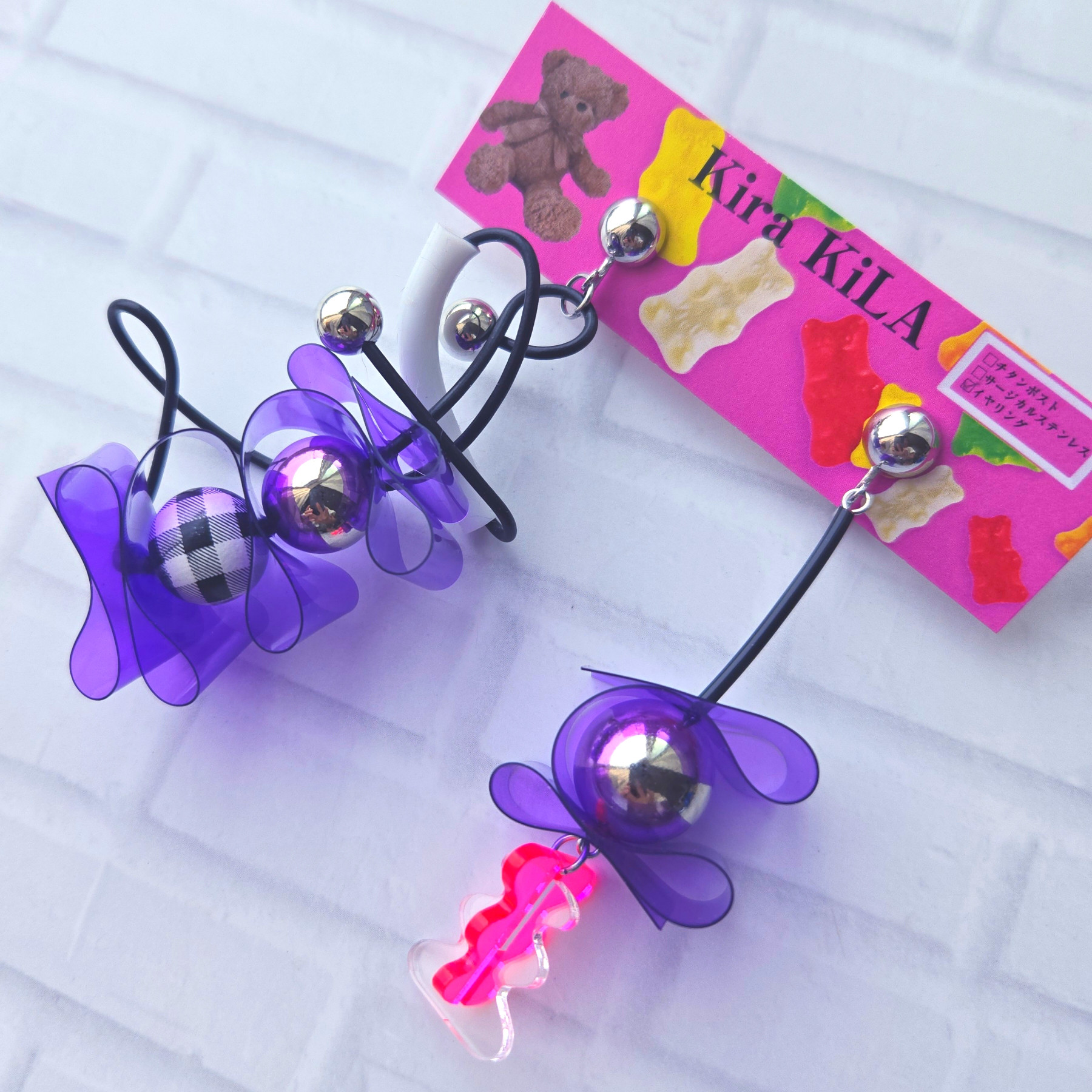 モード系 PVC 透明クリア 大ぶりイヤリング ネオンカラー  推し活 メンバーカラー コンサート