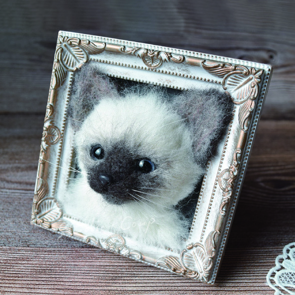 シャム猫の子猫（額縁アート）