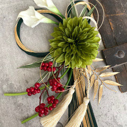 2026新作☆和モダンお正月飾り　金緑水引　ダリア緑♪ 2枚目の画像