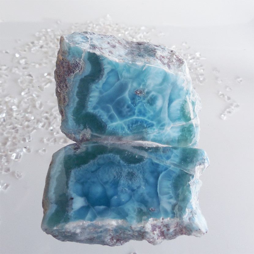 ラリマー原石　112g + 56g【送料込】　LMRG105　ドミニカ共和国の鉱山から　larimar