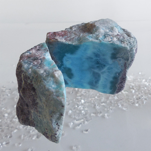 ラリマー原石 116g + 45g【送料込】 LMRG107 ドミニカ共和国の鉱山から