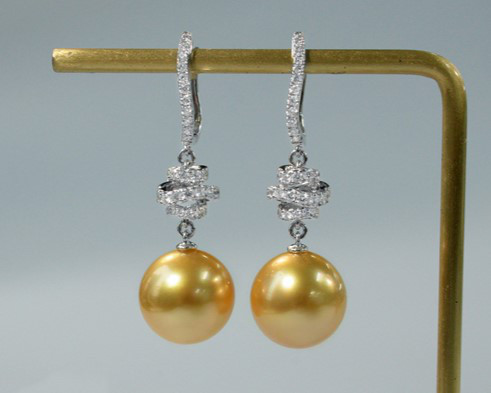 ルミナゴールド 12-13mm 高級南洋ゴールデンパール 18Kゴールドフープピアス 絶妙な高級シリーズ エレガントで万能な高級