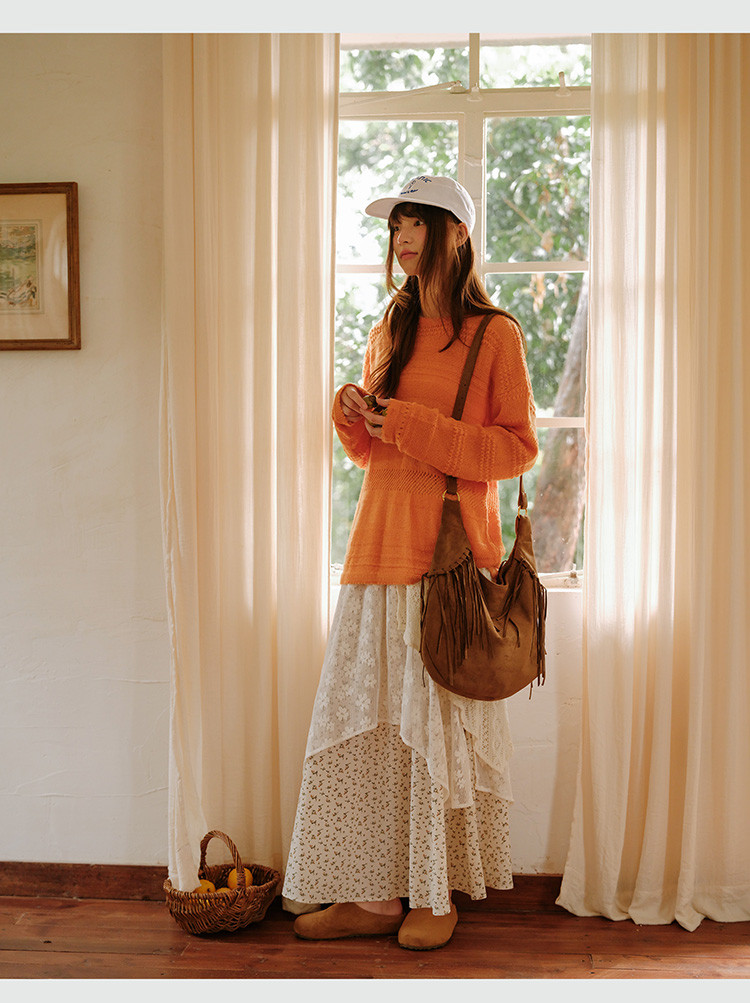 不規則レース プリント 多層デザイン フリルスカート